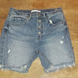 Nina Classic Blue Frayed Jean Shorts